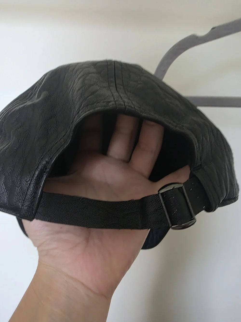 a new day Black Faux Leather Baseball Cap